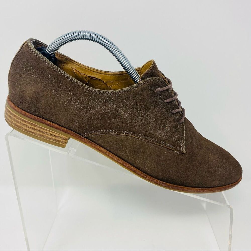 GH BASS 8 Ella Taupe Brown Leather Shimmer Suede Oxford Shoes Academia Y2K* - Picture 2 of 16